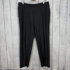 Canali Men's W38 x L30 Dark Gray Flat Front 100% Wool Dress Pants *REPAIRED*